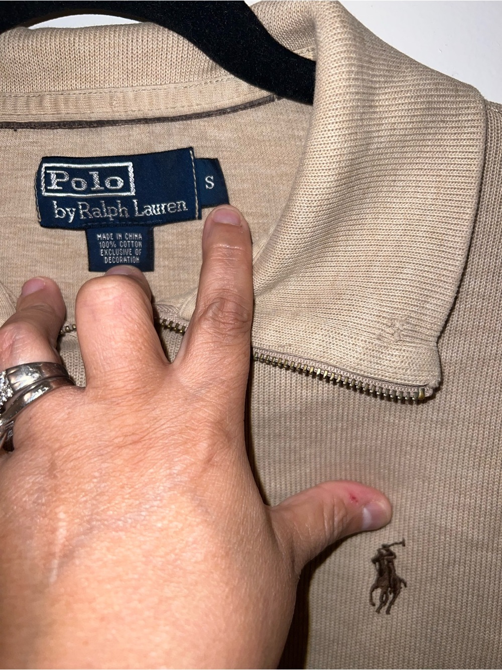 Polo by Ralph Lauren unisex Beige Half-Zip Long Sleeve Shirt - Picture 5 of 7